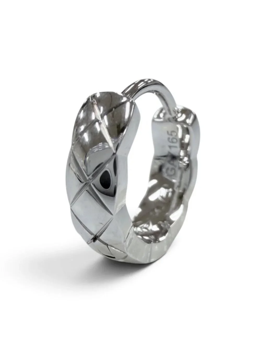 Chanel Coco Crush Collection Single Mini Hoop Earring White Gold